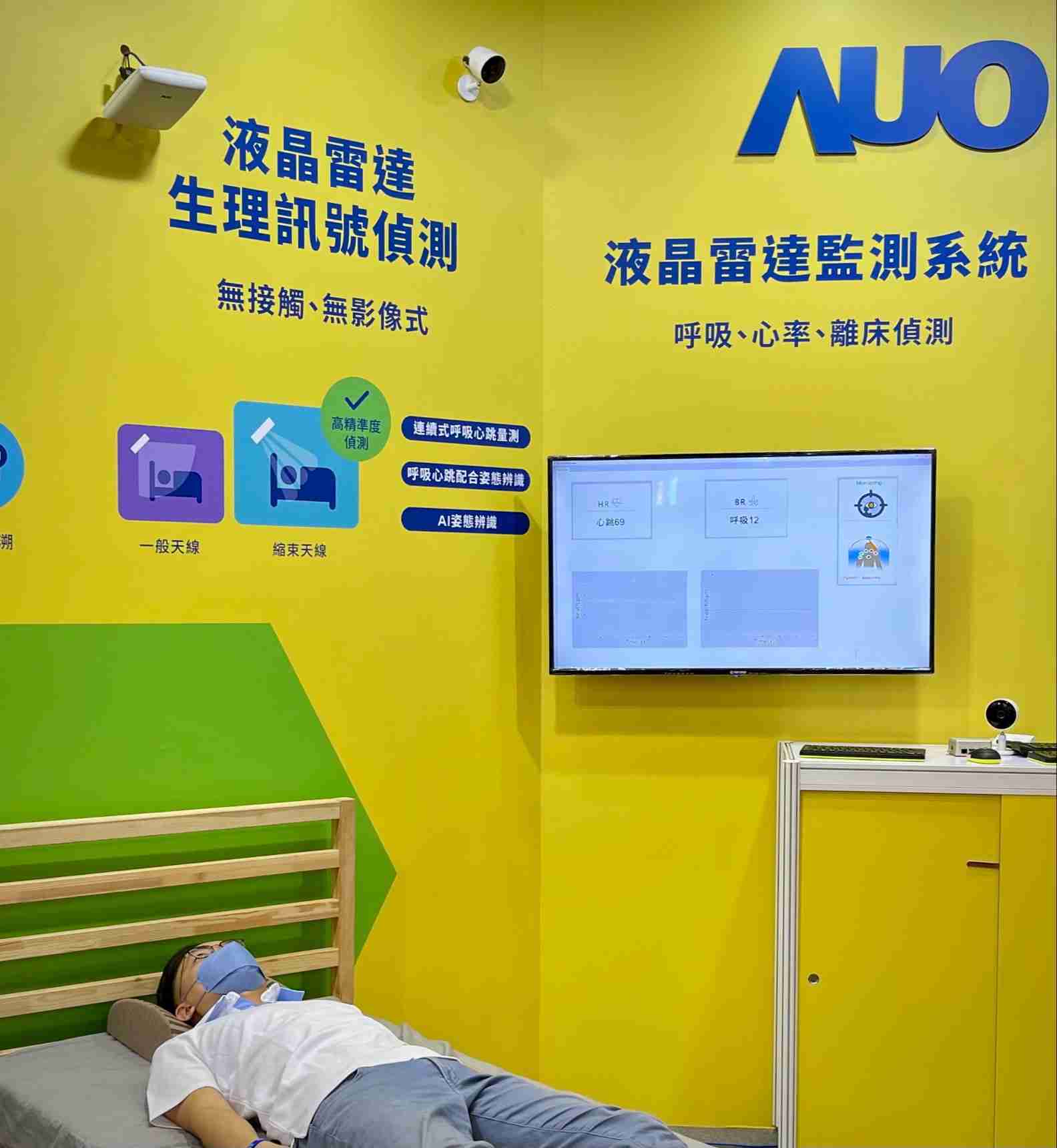 糖果派对颐康「无接触生理监测雷达」，，，免除传统线路与贴片束缚，，精准侦测呼吸、、心跳等重要生理讯号